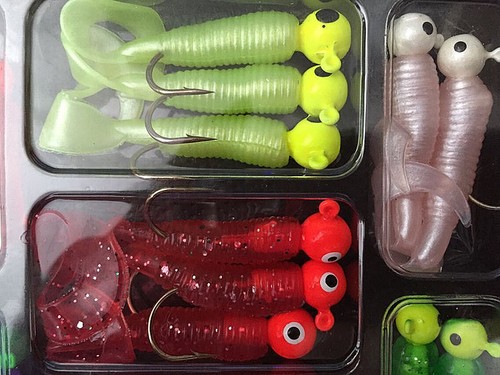 Fishing Lures Set Jig Lead Head Hooks Soft Worm Grub Single Tail Bait Lovel_ro - Picture 7 of 9