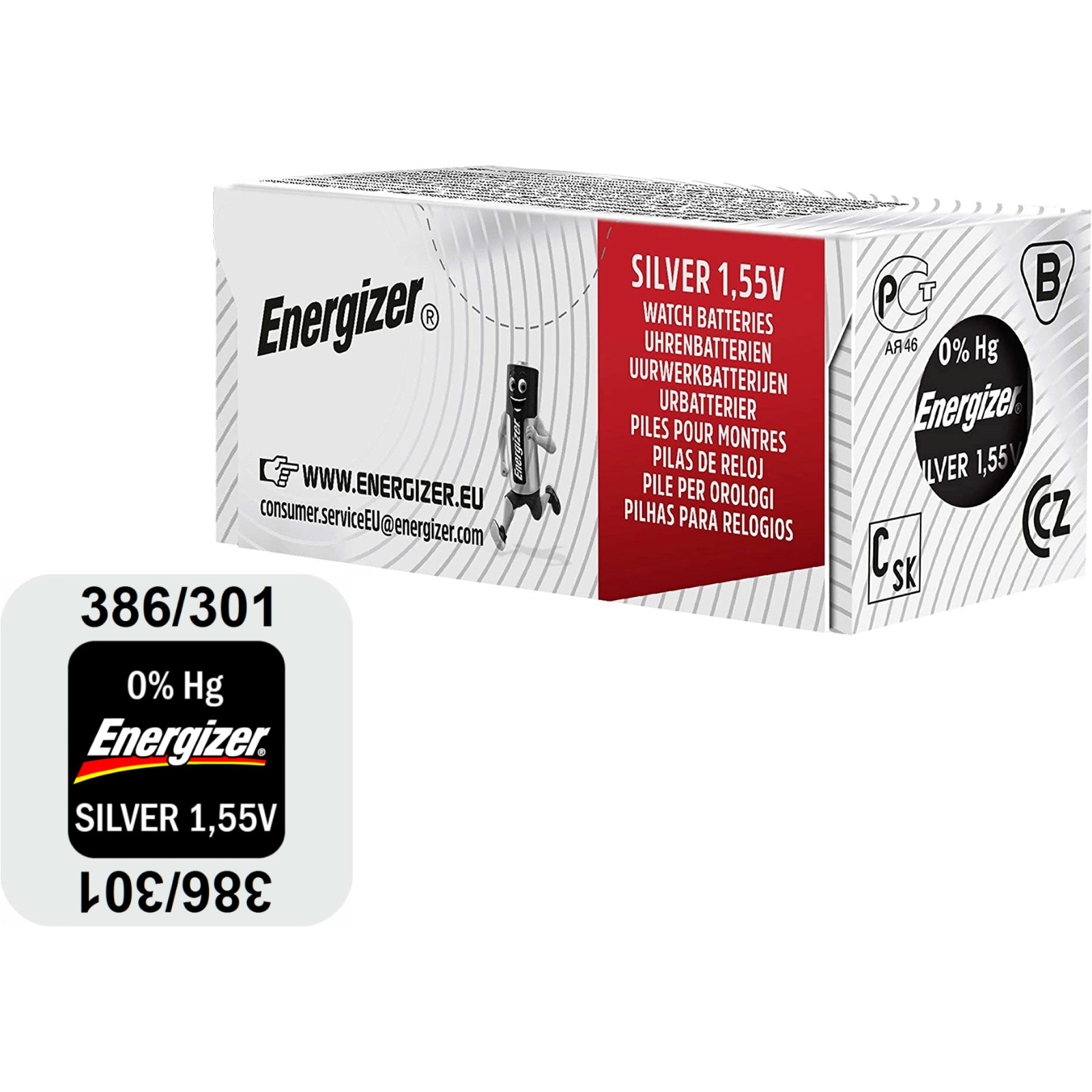 ENERGIZER 386/301 SR1142 Watch Battery Cell 1.55V Silver Oxide *EXPIRY 03/2029*
