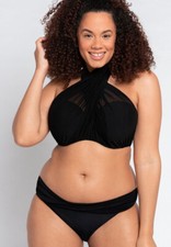 Image of CURVY KATE WRAPSODY BANDEAU BIKINI TOP SIZE 40DD BRAND NEW WITH TAGS BLACK