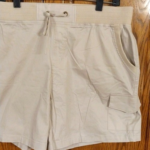 Anrabess NWT Women's XL Khaki Casual Hiking Cargo Shorts 6 Pockets Elastic Waist - Picture 4 of 8