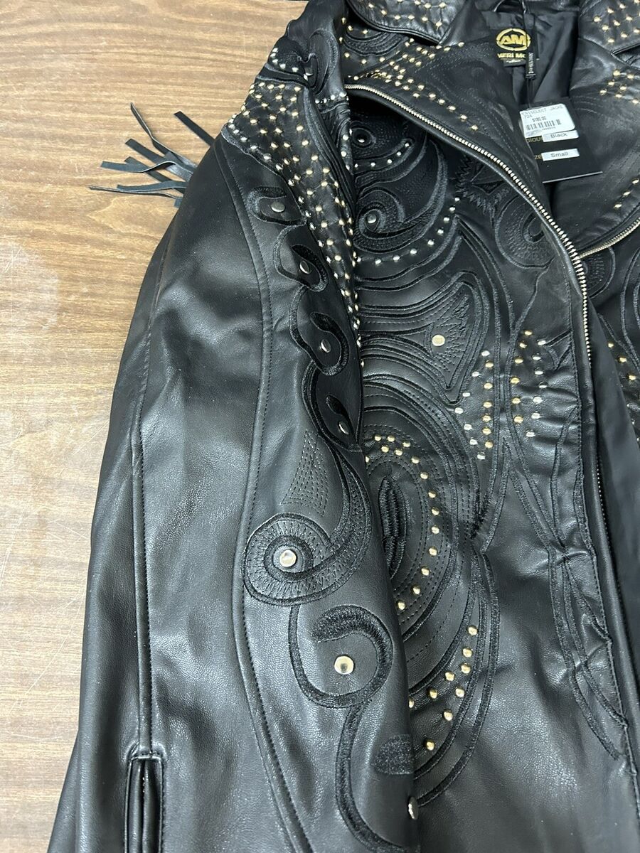 Ameri Mode Women Black Faux Leather Jacket S--BRAND NEW WITH Ameri Mode Women Black Faux Leather Jacket S--BRAND NEW WITH