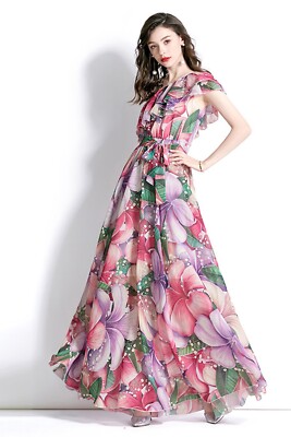 eye catching party dresses Floral fun! This short print party dress with bright floral print from sweetheart neckline to hem is an eye-catching choice! Banded waist + short A-line skirt with ruffled tiers =