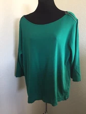 Croft & Barrow Womens Green Plus Zippper detail  Top Shirt Short Sleeve Sz 2X