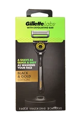 Gillette Labs Men's Razor with Exfoliating Bar Black And Gold Edition