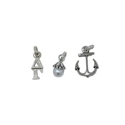 Delta Gamma DG Sorority Greek Trio of Charms - anchor, lavaliere, pearl