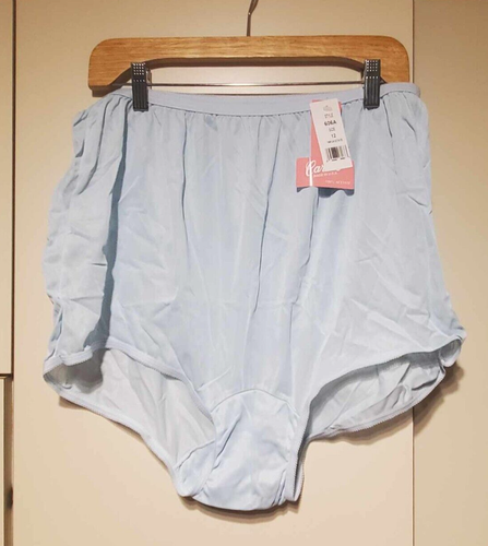 Size 12 (5XL) 100% ACETATE-CROTCH Panties Carole Briefs Vintage-New Blue White - Picture 3 of 9
