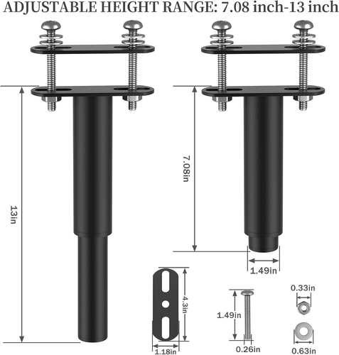 4 Pcs Adjustable Metal Bed Frame Support Leg, Bed Support Legs 7.08" - 13", Bed - Picture 4 of 9