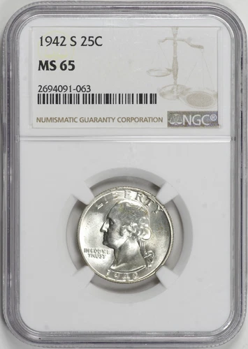 1942-S Washington Quarter 25c NGC MS65 [BN063]