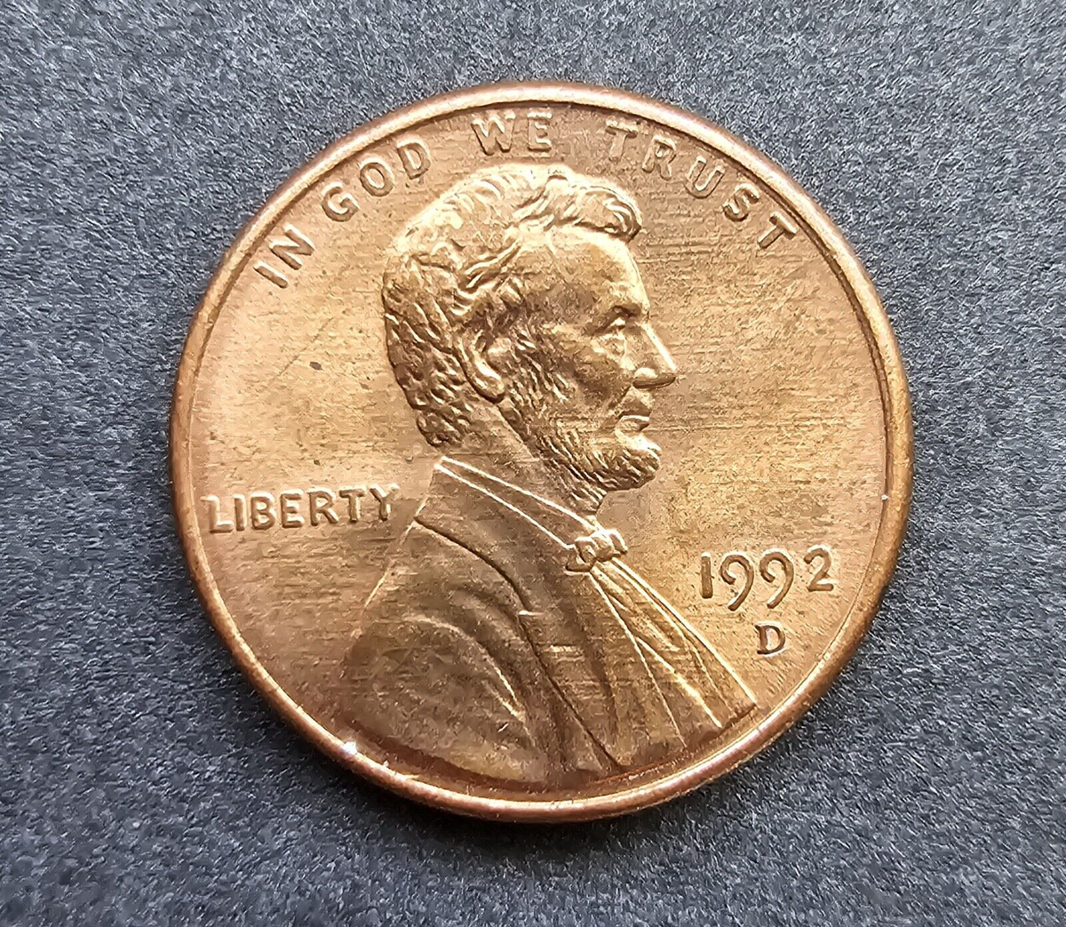 1992 D Lincoln Penny DDO, Repunched Mint Mark, Excellent