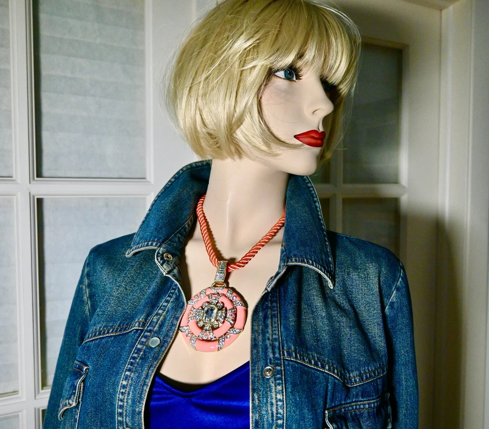 Nuevo $180 HEIDI DAUS Newport Chic Grande Esmalte Collar Coral Foto 4 de 4