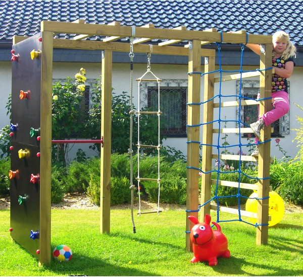 Xxl KlettergerüSt 2,4M Kletterturm Spielturm Mit Kletternetz Reckstange Leiter-image