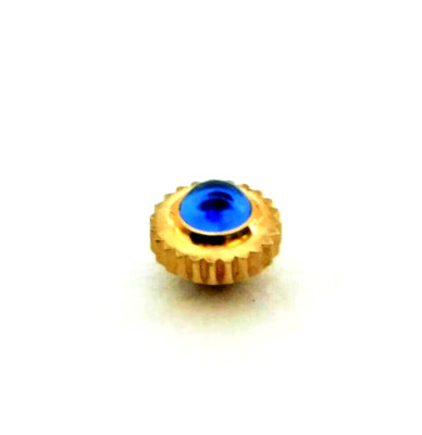 Watch Crown Blue Stone Gold Beveled Waterproof 3.50 x 2.00 Flush Tap 10