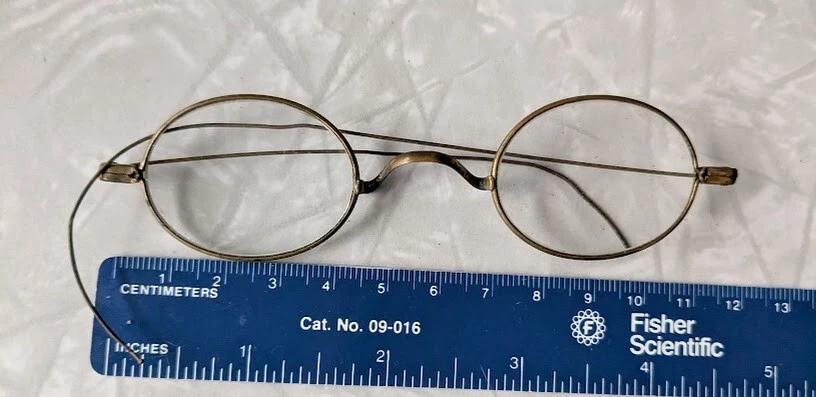 Antique Wire Rimmed Spectacles Glasses Vintage Round Marked USA Harry Potter - Image 2 of 4