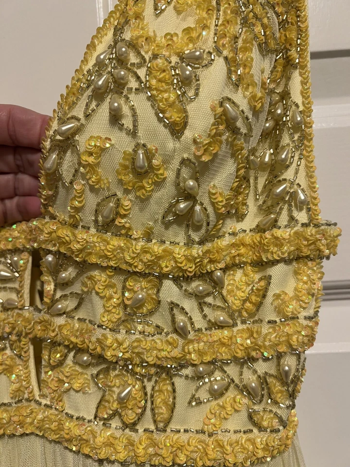 EUC Sherri Hill Prom Dress Style #53551, Yellow, Size 0 - Image 4 of 4