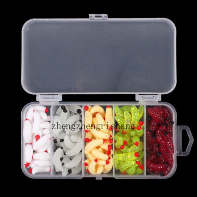 125pcs/box Maggot Soft Fish Lure Glow Worm Bait Artificial Earthworm 2cm/0.4g
