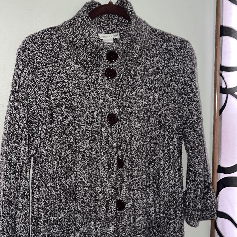 Reference Point Multi-Color Brown Button Down Car… - image 2