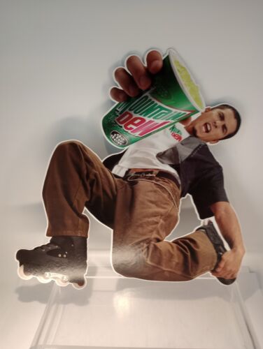 Original 23" x 23" Double Sided Cardboard "Mountain Dew" Rollerblades sign - Picture 2 of 10