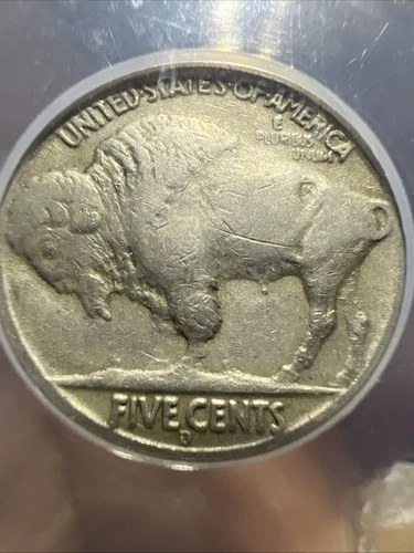 1937 D 3 Legged Buffalo Nickel 5¢ ANACS VF20 Scratched Details