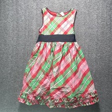 OshKosh B'gosh Green Red Plaid Christmas Dress Toddler Girl 4T Sleeveless Lined