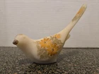 Fenton Kim Brunny Glass Bird Figurine Hand Painted Floral Signed Matte Finish