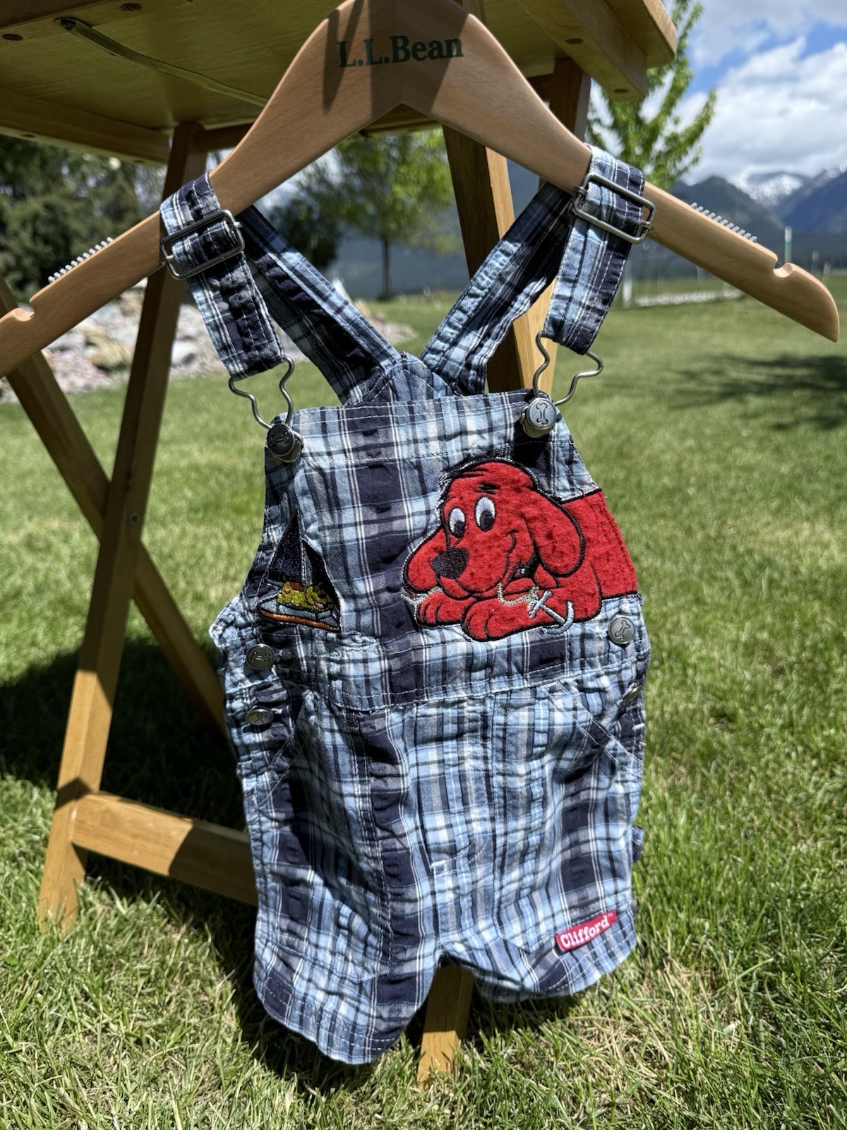 Vintage Clifford Nautical Theme Plaid Shortalls 12 Month