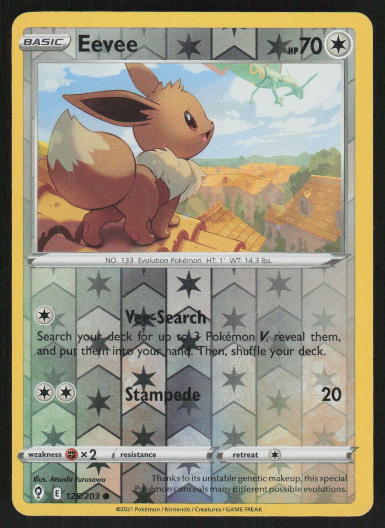 Eevee 125/203 Reverse Holo: SWSH07: Evolving Skies Pokemon TCG Near Mint