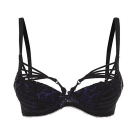 AGENT PROVOCATEUR Rudy Black and Purple Lace & Silk Bra RRP $220 32C