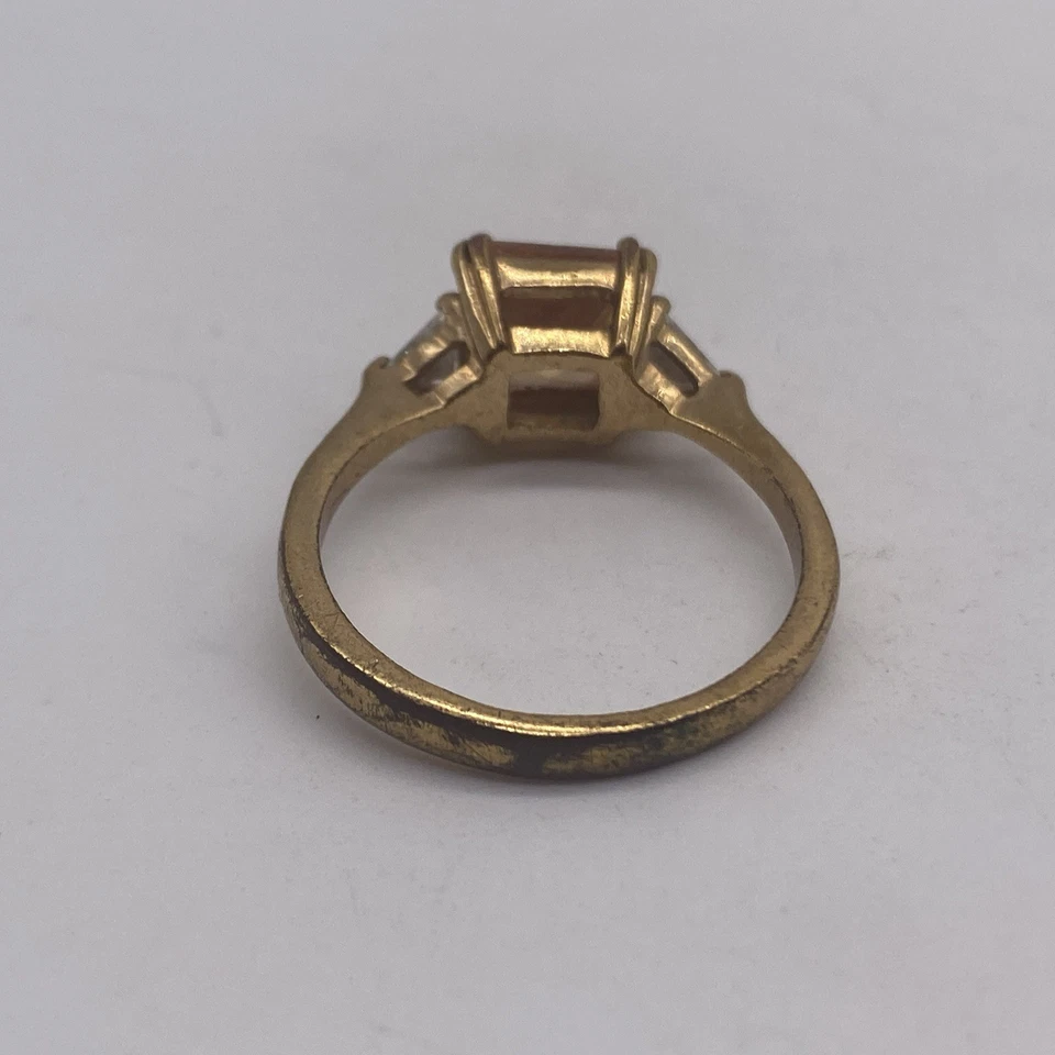 Винтажное кольцо с желтым камнем размер 9 золотистый цвет - Изображение 4 из 4