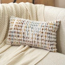 Boho Chenille Tufted Pillow Cover 12 x 20 Inch, Rectangle Decorative Lumbar