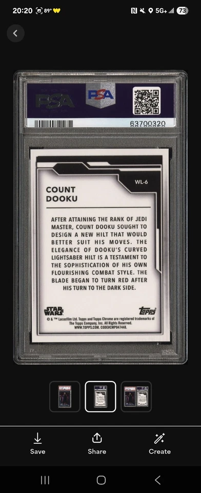 2021 TOPPS STAR WARS LEGACY EMPUNHADORES DO SABRE DE LUZ CONTAGEM DOOKU 8 de 10 - Imagem 2 de 2