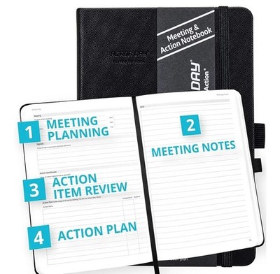 Action Day Meeting Notizbuch, Design, das es Ihnen leicht macht, effektiv zu laufen