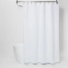 72"x84" Extra Long Waffle Weave Shower Curtain White - Threshold
