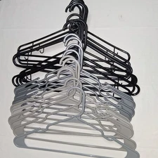 Clothes Hangers Lot Black & Gray Plastic Standard Adult Garment Hangers