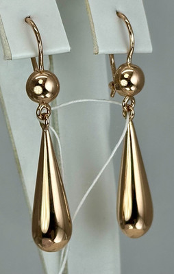 USSR Vintage Original 14K 583 Rose Gold Drop Dangle Earrings 1976 Odessa 3,93 g.