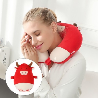 1pc U-förmiges Design-Kissen Cartoon Ox Style Soft Pillow für Home Office Hotel