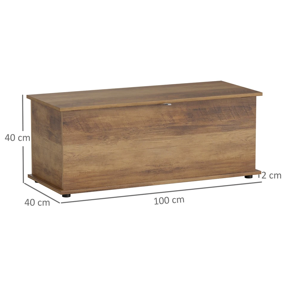 HOMCOM Storage Chest With Lid, 113L Storage Box, Brown Wood Grain - Image 3 of 4