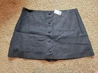NWT Gap Black Button Front Short Skirt Skort Size Medium Linen Blend