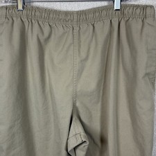 Lands End Womens Petite 18 Pull On Pants Khaki Elastic Waist Drawstring Casual