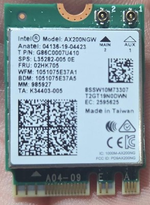 Intel - AX200.NGWG.NV - WiFi AX200 Wireless Network Card 802.11ax Bluetooth 5.2