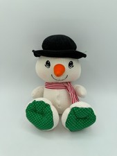 Fisher Price Cozies 1997 Waffle Weave Snowman 10" Hat Scarf Sewn Eyes Plush