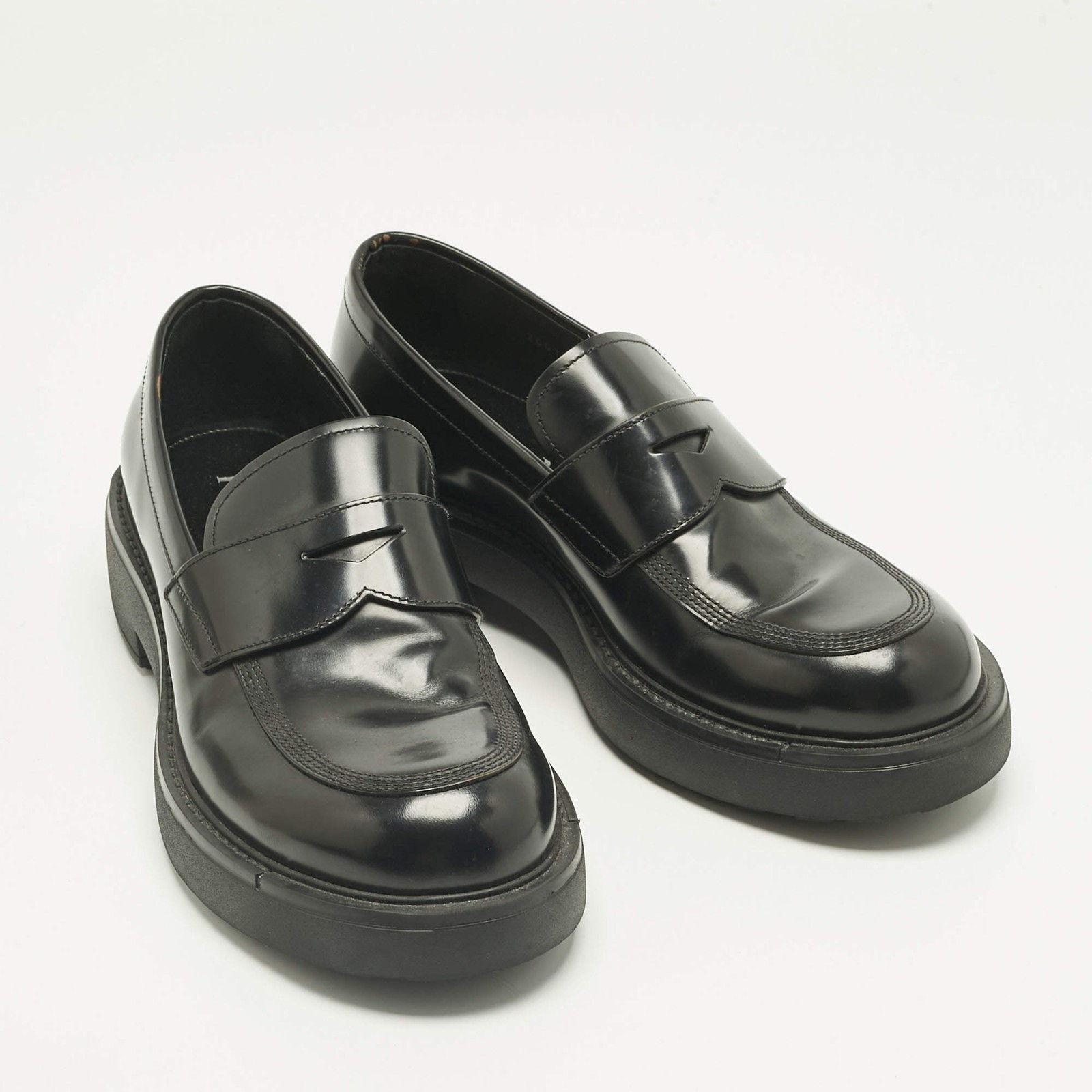 Prada Black Leather Slip On Loafers Size 42 thumbnail 4