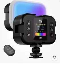 KraftGeek RGB Video Light, Rechargeable LED On-Camera Light with Soft Box, Ad...