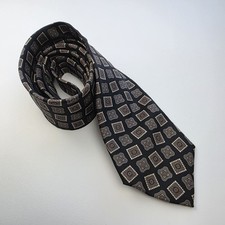 Strathmore by Anderson-Little 100 Silk Tie Geometric Black/Brown Vintage