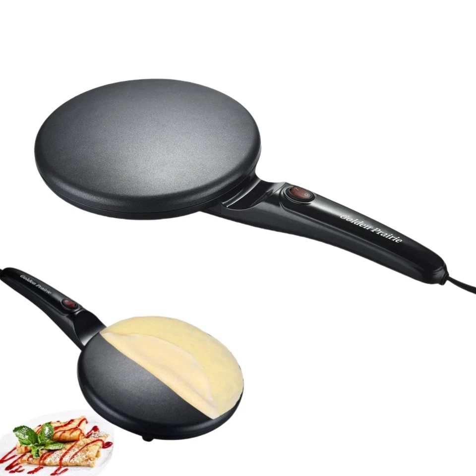 8" Elektrische Crepe & Pfannkuchen Maschine Kochplatte Grillplatte Antihaft 800 W Schwarz - Bild 2 von 4