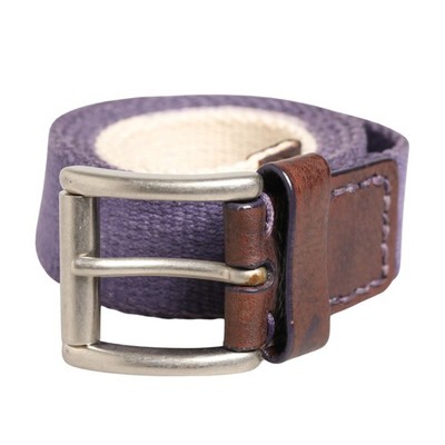 ERMANNO SCERVINO Belt Men Purple Canvas Silver Metal Buckle 95cm / 38in 200usd