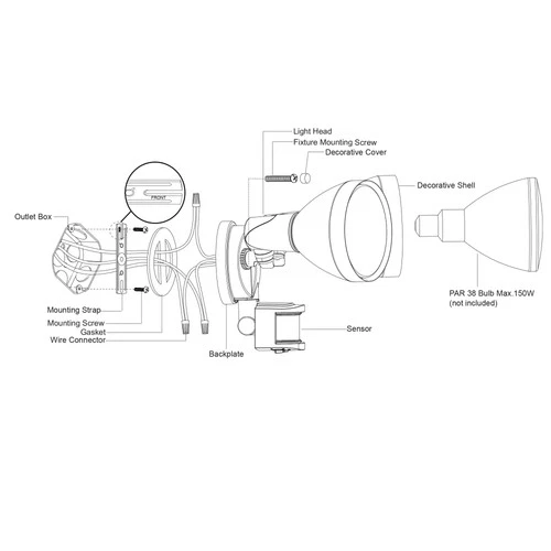 Vaxcel Lighting T0694 Outdoor Security 2 Light 12"W Adjustable - Bronze - Picture 3 of 12