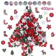 400 Pieces Christmas Wooden Buttons Mixed Wood Sewing Buttons with Christmas ...