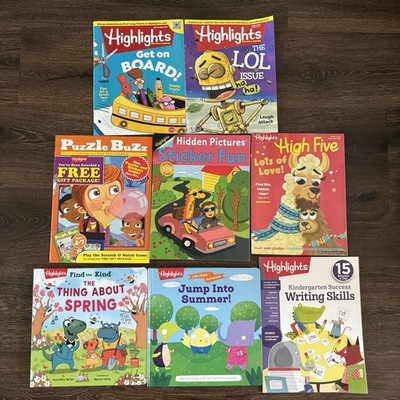 Highlights Kids Book Lot of 8 Puzzle Buzz Hidden Pictures Writing Skills