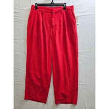 A New Day Womens Red High-Rise Pleated Wide Leg Trousers Size 17 NWT 7K88ZE