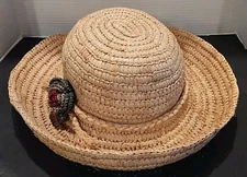Scala Rolled Brim Hat w/Flower Natural Fiber One Size Perfect For Travel & Beach